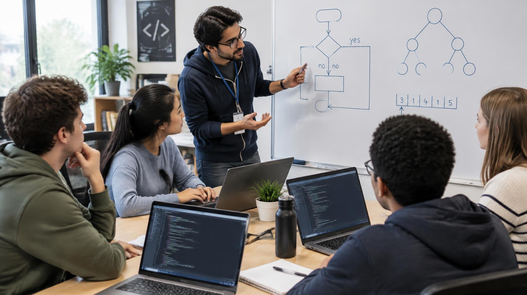 group of students in coding workshop