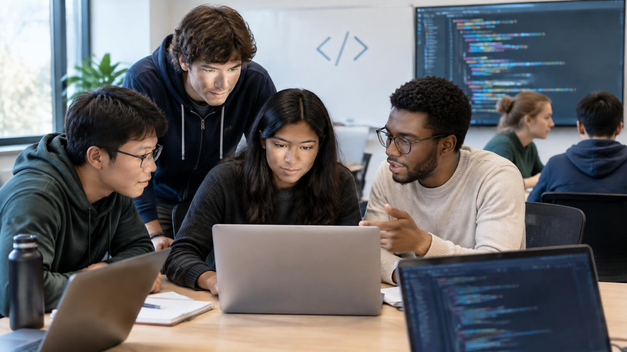 group of students in coding workshop