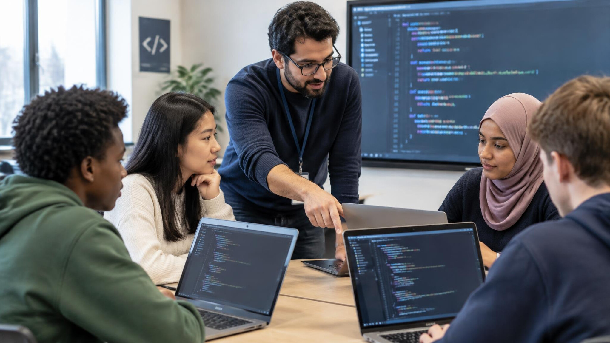 instructor teaching programming